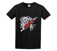 QIESHEOK MacGyver It Swiss Army Knife Unisex 100% Cotton Short-Sleeve T-Shirts Black L