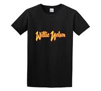 QIESHEOK Nelson Willie Logo Unisex 100% Cotton Short-Sleeve T-Shirts Black XL