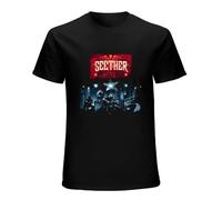 QIESHEOK Seether One Cold Night Unisex 100% Cotton Short-Sleeve T-Shirts Black L