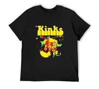 QIESHEOK The Kinks Unisex 100% Cotton Short-Sleeve T-Shirts Black XL