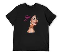 QIESHEOK Vintage Selenas Quintanilla Love Music Retro 80S 70S Fans Unisex 100% Cotton Short-Sleeve T-Shirts Black XXL