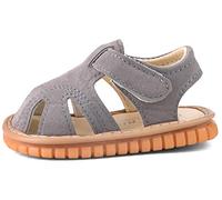 QIETION Sandali da bambino e ragazzo, con punta chiusa, suola in gomma antiscivolo, scarpe primi passi, X312-grigio, 3.5 Toddler