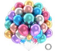 QIFU Palloncini Metallici Colorati, 52 Pezzi Palloncini Colorato Metallizzati Include Blu Rosa Oro in Lattice per Compleanno Anniversario Fidanzamento Matrimonio Baby Shower Decorazione 12 Pollici