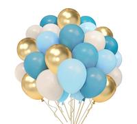 QIFU Set di 52 palloncini blu e oro, 30,5 cm, blu, bianchi e oro, con palloncini a elio, blu, oro, sabbia, bianco, per ragazzi, feste di compleanno, decorazioni bohémien, matrimoni, baby shower