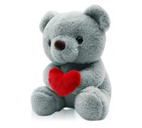QIGEEKU Orsacchiotto di peluche, orsacchiotto di peluche, orsacchiotto con amore, giocattolo decorativo per camera da letto, morbido Cuddly Friends, peluche peluche 25 cm (grigio + cuore)