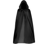 QIGHLIS Mantello con Cappuccio, 120cm, Mantello di Nero Costume da Strega con Cappuccio Nero per Halloween, per Adulti Accessorio per Cosplay per Bambini