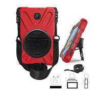 QIHANG Custodia in Silicone per Samsung Galaxy Tab A 8.0 T387, Galaxy Tab A 8.0 T387 Case, 3 Strati Heavy Duty Soft Silicone Hard Bumper Case Stand + Cinghia da Polso Resistente agli Urti Rosso Rot
