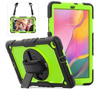QIHANG Custodia per Samsung Galaxy Tab A 10.1 T510 T515 2019, Full-Body Antiurto Robusto Protettiva Cover con Supporto Girevole a 360 ° e Tracolla Staccabile per Galaxy Tab A 10.1 (Nero + Verde)