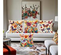 QiHon Federe Cuscini Divano 30x30 cm Set di 4 Fodere per Cuscini Decorazioni in Lino Farfalla Colorata Decorativo Moderno Federa Quadrata per Divano Camera Letto da Soggiorno Cuscini da Esterno