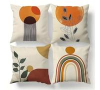 QiHon Federe Cuscini Divano 40x40 cm Set di 4 Strisce Copricuscini Divano Verde Giallo Fodera per Cuscino da Esterno Decorativo Fodera Cuscino in Lino per Sedia, Soggiorno, Camera da Letto