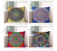 QiHon Federe Cuscini Divano 45x45 cm Set di 4 Mandala Copricuscini Divano Stile Etnico Fodera per Cuscino da Esterno Decorativo Fodera Cuscino in Lino per Sedia, Soggiorno, Camera da Letto
