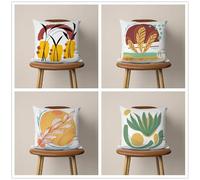 QiHon Federe Cuscini Divano 60x60 cm Set di 4 Foglie Verdi Copricuscini Divano Esterno Giallo Marrone Fodere per Cuscino in Lino Decorativi Moderna Fodere Cuscini Quadrate per Soggiorno Divani Auto