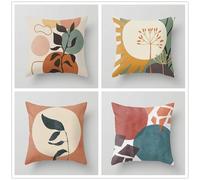 QiHon Federe Cuscini Divano 70x70 cm Set di 4 Verde Marrone Copricuscini Divano Foglie Nere Fodera per Cuscino da Esterno Decorativo Fodera Cuscino in Lino per Sedia, Soggiorno, Camera da Letto