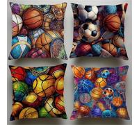 QiHon Set di 4 Federe Cuscini Divano in Lino 70x70 cm, Calcio Colorato Fodere per Cuscini Decorative Moderne con Cerniera Invisibile, Copricuscini Quadrati per Soggiorno, Camera da Letto e Ufficio