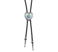 QIIIMSLSS Elegante cravatta con ciondolo a forma di cuore intagliato cravatta western collana cool bolo cravatta costume cowboy occidentale