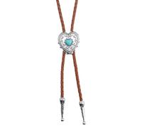 QIIIMSLSS Elegante Cravatta con Ciondolo a Forma di Cuore Intagliato Western Collana Cool Bolo Costume Cowboy Occidentale
