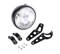 Qiilu 7" 12V H4 35W Faro Rotondo LED per Moto Universale con Staffa Nera Faro Anteriore del Motociclo Lampadina del Faro del Motociclo Accessori Moto Fari Lampadina Motociclo per Fanale