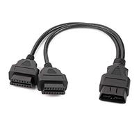 Qiilu Adattatore OBD2 Y-Splitter, 16 pin Cavo diagnostico OBD2 Cavo di prolunga OBD2 Cavo di Estensione Strumento Diagnostico Nero