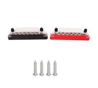 Qiilu Barra degli Autobus del Blocco Terminali 2 Pz 14 Post Power Distribution Block Bus Bar Set 2xM6 Post 12xM4 Vite Batteria Terminale Box con Coperchio(Senza Terminali)