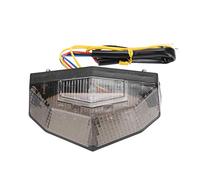 Qiilu Fanale Posteriore LED per Moto Custom, 5-in-1 con Luce Stop, Frecce e Illuminazione, Design Sportivo, Opaco, Compatibile Indian,