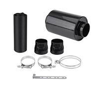 Qiilu Filtro Aria Sportivo Auto, Universale, Adatto Per 4 Tuning, Carbonio, 19x13.2cm, 7cm, 1320g, ABS, Fibra di Carbonio, Lavabile, 2 Adattatori, 3 Morsetti, Staffa in Alluminio, Tubo di Aspirazione
