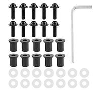 Qiilu Kit bulloni per Parabrezza, 10 Pezzi Bulloni per Parabrezza per Moto Dado Rondelle Kit di Montaggio per carenatura Universale per Moto(Nero)