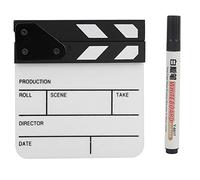 Qiilu Mini Clapper Board Mini Clapper Board Clap Board, Mini Acrylic Director Scene Clapperboard TV Film Action Board Film Cut Prop con Penna(PAV1BWE3S) Adatto per Mini Movie Clapper Board-Mini cl