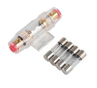 Qiilu Portafusibili Scatola dei fusibili porta fusibili car audio per auto con fusibile 4 pezzi 60Amp, supporto per veicolo 8 metri con filo adatto per porta fusibili car audio