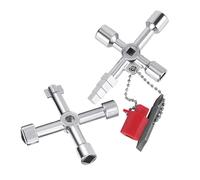 Qiimenguer Set di 2 chiavi universali, 4 chiavi quadrate multifunzionali con piccolo cacciavite, adatte per radiatori, chiavi per armadietti universali (argento, 2)