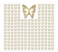 QIIPII 180pcs farfalla dorata Incaminit di farfalle 3D in blocco 3d ciondoli per bombole di lega per chiodo per unghie acriliche ciondoli per le nai