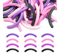 qiipii 40Pcs ricariche per bigodini ciglia in Silicone, ricariche bigodini in gomma morbida per bigodini ciglia universali con scatola trasparente (nero, viola, rosso rosa, rosa x10)