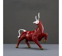 QIJIAYU Semplice Statua di Mucca Rossa e Nera Ornamenti Artigianali in Resina Ingresso Soggiorno Mobile TV Ufficio Desktop Decorazione della casa
