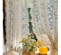 QIJIAYU Tende divisorie in Pizzo Europeo con Bordo Ondulato, Tende in Garza Ricamate Beige Vintage di Fascia Alta Francese