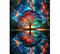 Qijinn 5D Albero dell'isola Diamond Painting Kit Completo,Fai-da-te Square Drill Diamant Painting Kits for Adults,Diamond Art Strass Ricamo a Punto Croce Painting per Decorazioni Casa 40x50 cm