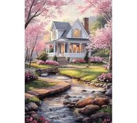 Qijinn 5D Diamond Art Painting Kit,Creek Dream Garden diamond art Kits for Adults,DIY Square Full Drill Diamond Painting Rhinestone Canvas Embroidery Craft for Home Wall Decor Gifts 60x80 cm