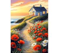 Qijinn 5D Diamond Art Painting Kit,Flower Field House diamond art Kits for Adults,DIY Square Full Drill Diamond Painting Rhinestone Canvas Embroidery Craft for Home Wall Decor Gifts 40x50 cm