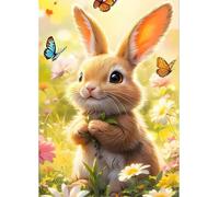 Qijinn 5D Diamond Art Painting Kit,Flower Field Rabbit diamond art Kits for Adults,DIY Square Full Drill Diamond Painting Rhinestone Canvas Embroidery Craft for Home Wall Decor Gifts 100x130 cm