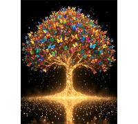 Qijinn 5D Diamond Art Painting Kit,Golden Tree of Life diamond art Kits for Adults,DIY Square Full Drill Diamond Painting Rhinestone Canvas Embroidery Craft for Home Wall Decor Gifts 100x130 cm