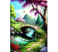 Qijinn 5D Diamond Art Painting Kit,Landscape Bridge diamond art Kits for Adults,DIY Round Full Drill Diamond Painting Rhinestone Canvas Embroidery Craft for Home Wall Decor Gifts 90x110 cm