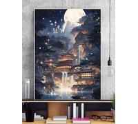 Qijinn 5D Diamond Art Painting Kit,Landscape Moon Seaside diamond art Kits for Adults,DIY Round Full Drill Diamond Painting Rhinestone Canvas Embroidery Craft for Home Wall Decor Gifts 100x130 cm