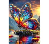 Qijinn 5D Farfalla dell'isola Diamond Painting Kit Completo per Adulti,DIY Square Drill Diamond Art Crystal Strass Ricamo Punto Croce Artigianato Decorazione per Casa e delle Pareti 40x50 cm