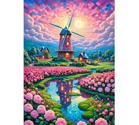 Qijinn 5D Isola Rosa da Sogno Diamond Painting Kit Completo,Fai-da-te Square Drill Diamant Painting Kits for Adults,Diamond Art Strass Ricamo a Punto Croce Painting per Decorazioni Casa 50x70 cm