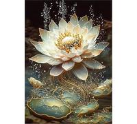 Qijinn 5D loto dorato Diamond Painting Kit Completo,Fai-da-te Round Drill Diamant Painting Kits for Adults,Diamond Art Strass Ricamo a Punto Croce Painting per Decorazioni Casa 40x50 cm