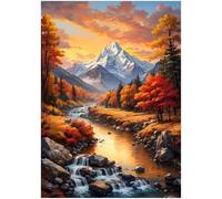 Qijinn 5D Montagne Fiumi Diamond Painting Kit Completo,Fai-da-te Round Drill Diamant Painting Kits for Adults,Diamond Art Strass Ricamo a Punto Croce Painting per Decorazioni Casa 40x50 cm