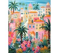 Qijinn 5D Villaggio dei cartoni animati Diamond Painting Kit Completo per Adulti,DIY Round Diamond Art Crystal Strass Ricamo Punto Croce Artigianato Decorazione per Casa e delle Pareti 80x100 cm