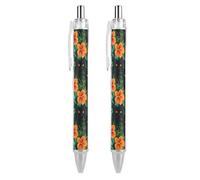 QIJIUU Black Cats - Penne a sfera divertenti hawaiane con inchiostro nero, penna retrattile per una scrittura fluida, 0,5 mm, accessori per ufficio, regali, 2 pezzi