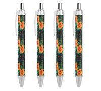 QIJIUU Black Cats - Penne a sfera divertenti hawaiane con inchiostro nero, penna retrattile per una scrittura fluida, 0,5 mm, accessori per ufficio, idea regalo, 4 pezzi
