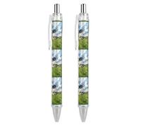 QIJIUU Cow Farmhouse - Penne a sfera con inchiostro nero, retrattile, 0,5 mm, accessori per ufficio, idea regalo, 2 pezzi
