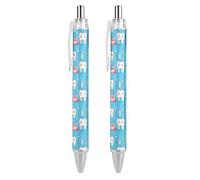 QIJIUU Dentista Denti Odontoiatria Denta Penna a sfera Divertente Fantasia Retrattile Nero Cilindro Rotondo Penne a Punta Fine 0,5 Mm 2 PZ