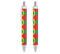 QIJIUU Flag of The Oromo Liberation Front - Penna a sfera retrattile con inchiostro gel da 0,5 mm, inchiostro nero fine, forniture per ufficio, 2 pezzi